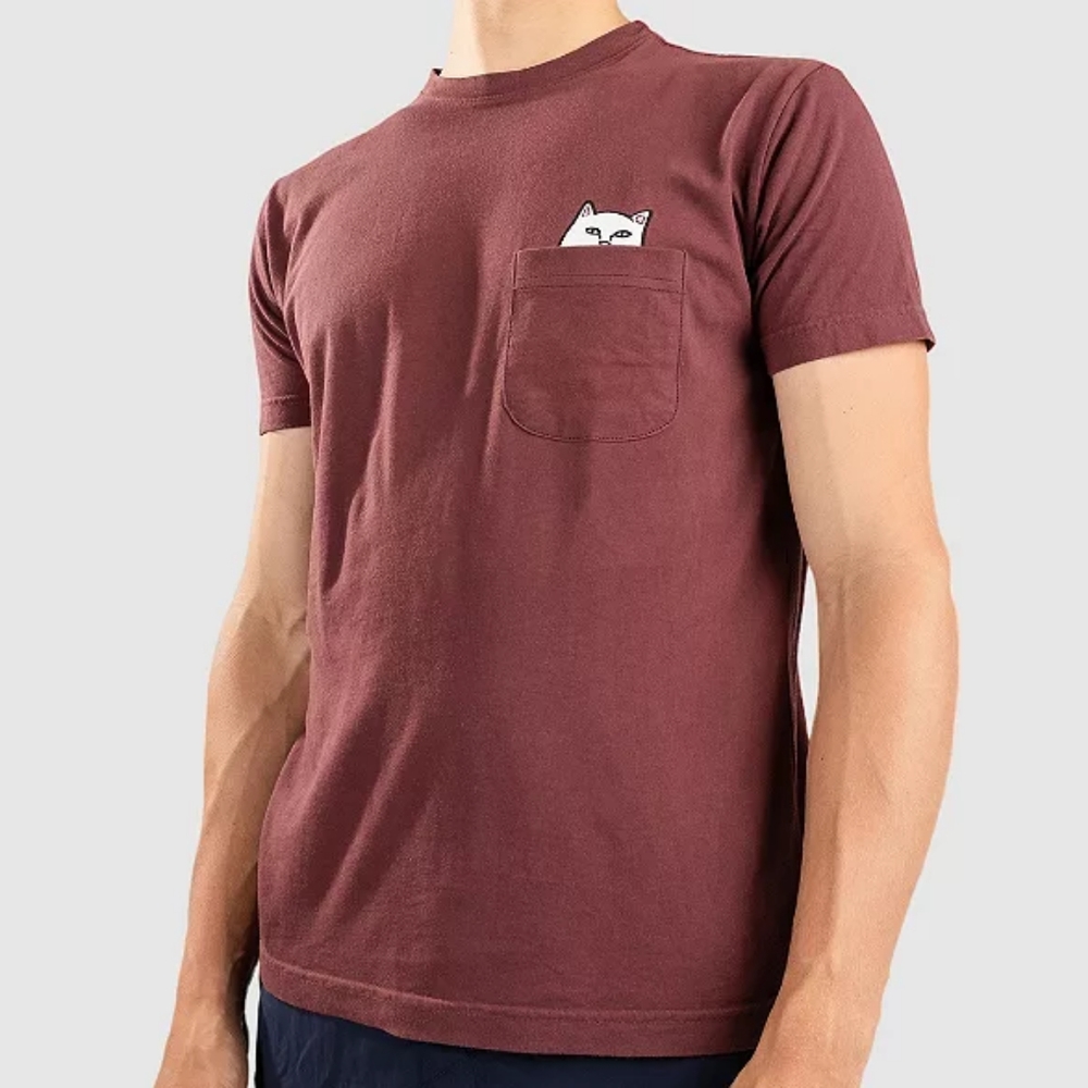 RIPNDIP Lord Nermal Pocket T-Shirt Burgandy Size Small